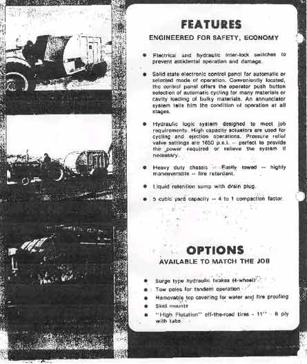 Page 2 of manufacturer's two page handout obtained through company archives showing basic features
