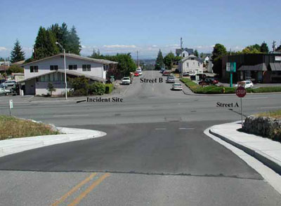 work zone incident site showing intersection 