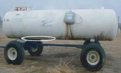 Photo 1 – The nurse tank with area of fracture site circled.