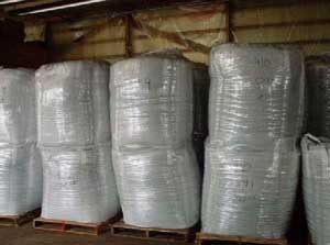 Figure 6. Plastic-wrapped double-stacked flexible tote bags.