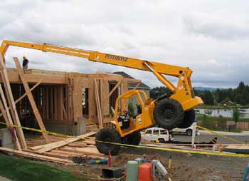 Photo 1. Forklift in position after the load came down.