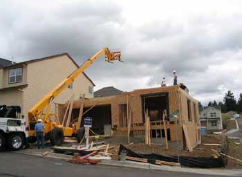 Photo 2. Rough terrain forklift in approximately the position it would have been in just before coming down.
