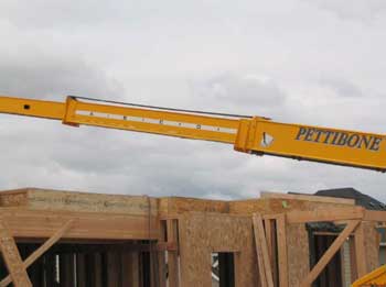 Photo 4. In upended position, the boom is extended between “D” and “E” load rating.