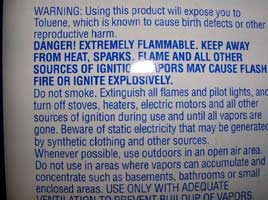 Figure 6. Warning label on lacquer thinner container.
