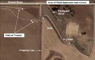 Aerial view of farm land
