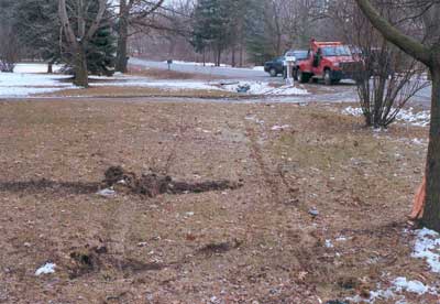 Position of SUV/Truck after being winched from yard