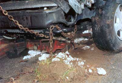 Chains wrapped around undercarriage