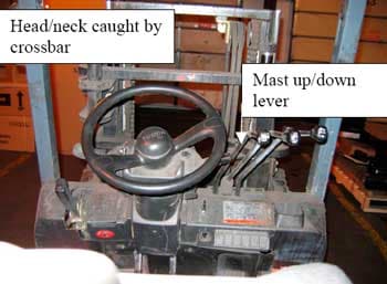 Figure 2. View of forklift controls from operator's seat
