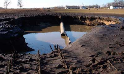 crater and pipeline