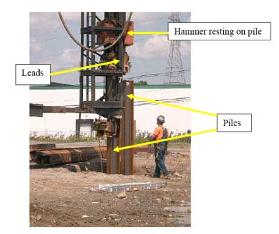 Pile driver at incident site