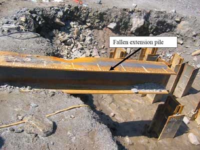 Fallen extension pile
