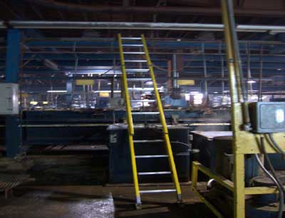 Erected ladder on the shop floor