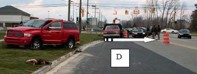 road intersection and vehicles after the incident