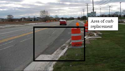 new curb at the intersection