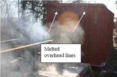 power lines lying on container