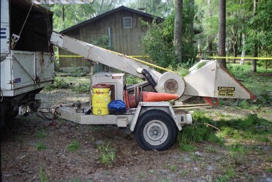 Side view of wood chipper.