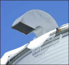 Photo 2 -- Roof vent with horizontal opening, which allows blown-in snow