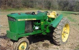 Figure 1.  Tractor that overturned showing fender on which victim had been sitting.