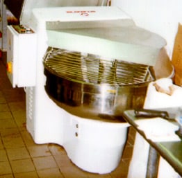 photo of dough mixing machine with cover lowered