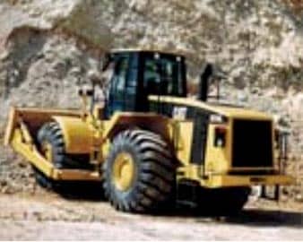View of a rubber tire bulldozer similar to the one involved in the incident