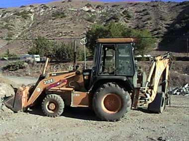 View of the backhoe involved in the incident