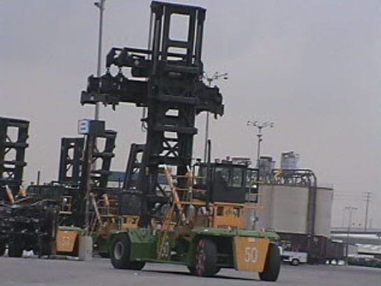 Exhibit 2. A rear view of a forklift “top handler” similar to the one involved in the incident.