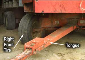 Photo 2 – Front view of right tire and telescoping tongue.