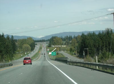 view traveling down the highway east toward the incident site