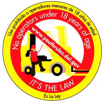 Figure 2 - Young worker forklift safety sticker