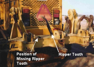 Figure 2. Dispatched Grader with Ripper Tooth Missing