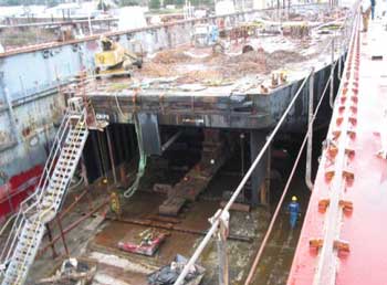 Figure 3: Barge in dry dock.