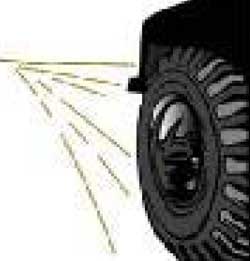 Illustration of tire on road.