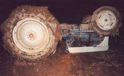 Figure 1. The tractor after it overturned.
