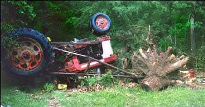 overturned tractor
