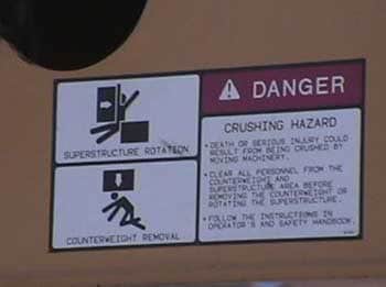 EExhibit #5. A picture of the safety placard on the crane.