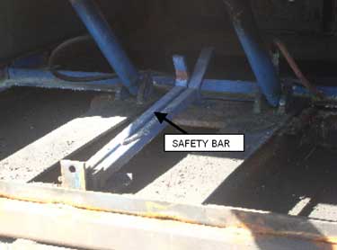 Exhibit 3. The safety bar used to hold the dock plate in the raised position when access is needed underneath.