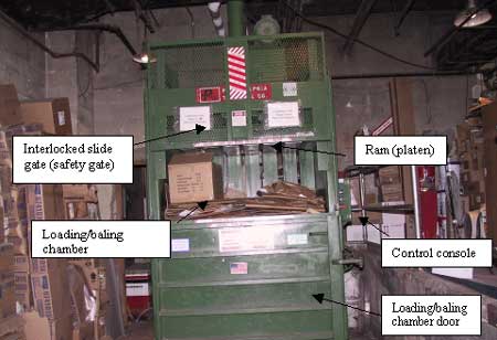 Figure 2. A vertical down-stroke baling machine in the department.