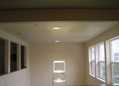 The assisted living facility common sitting area showing a ladder.