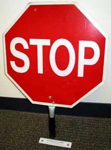 Photo 1. Stop-sign paddle used by the victim.
