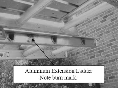 Aluminum Extension Ladder with burn marks