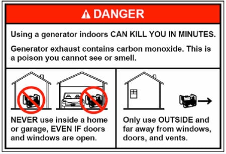 Consumer Product Safety Commission fuel-burning generator CO warning label.