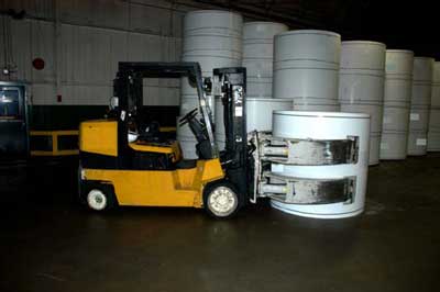forklift with paper roll