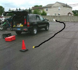 Figure 3. Path of ATV as decedent slowed and attempted to turn north into parking area to the east of the building.
