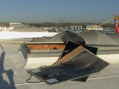 The solar panels that the victim was carrying when he tripped.