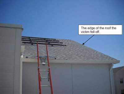 arrow pointing to edge of roof.