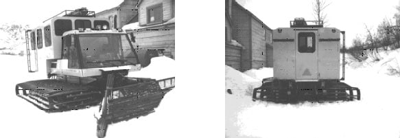front oblique and rear view of snow cat