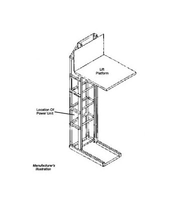 Graphic of a vertical lift conveyor in an upright position