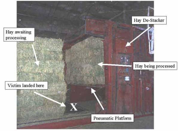 Pneumatic loading  platform and location where victim landed