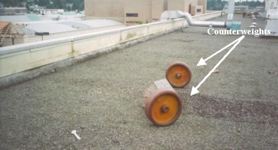 Figure 3.  Roof top from where victim fell and counterweights.