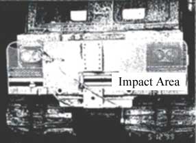 impact area on debris guard transport vehicle